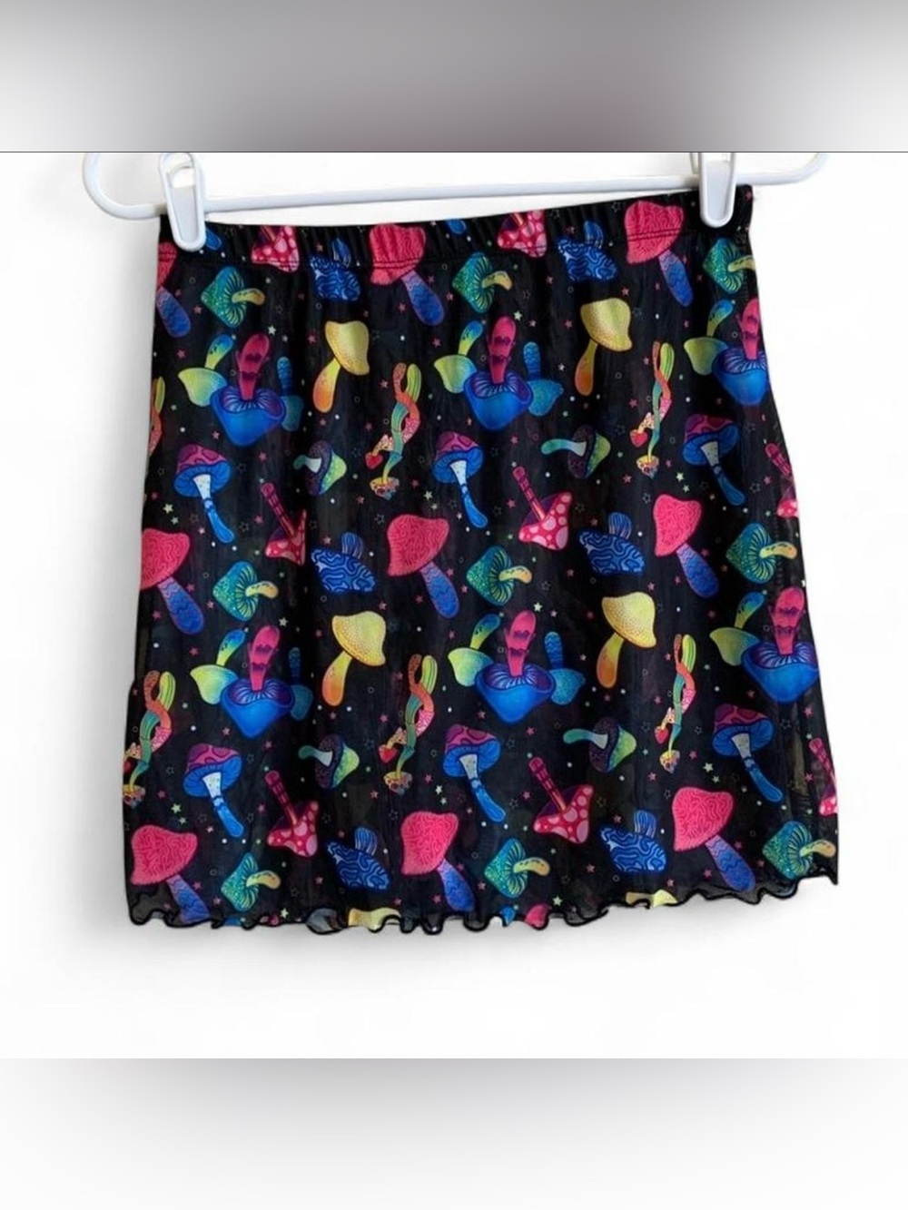 Black Neon Mushroom Mesh Mini Skirt size M